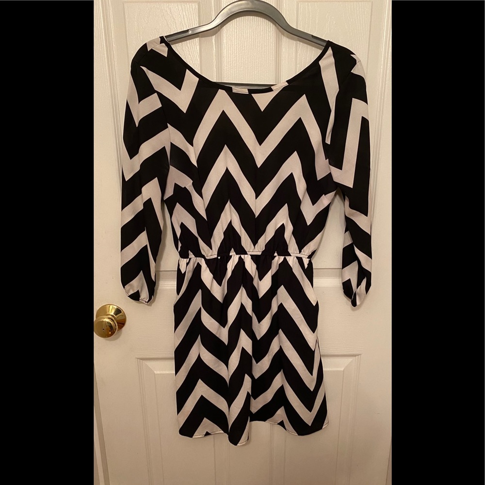 Chevron White and Black Dress